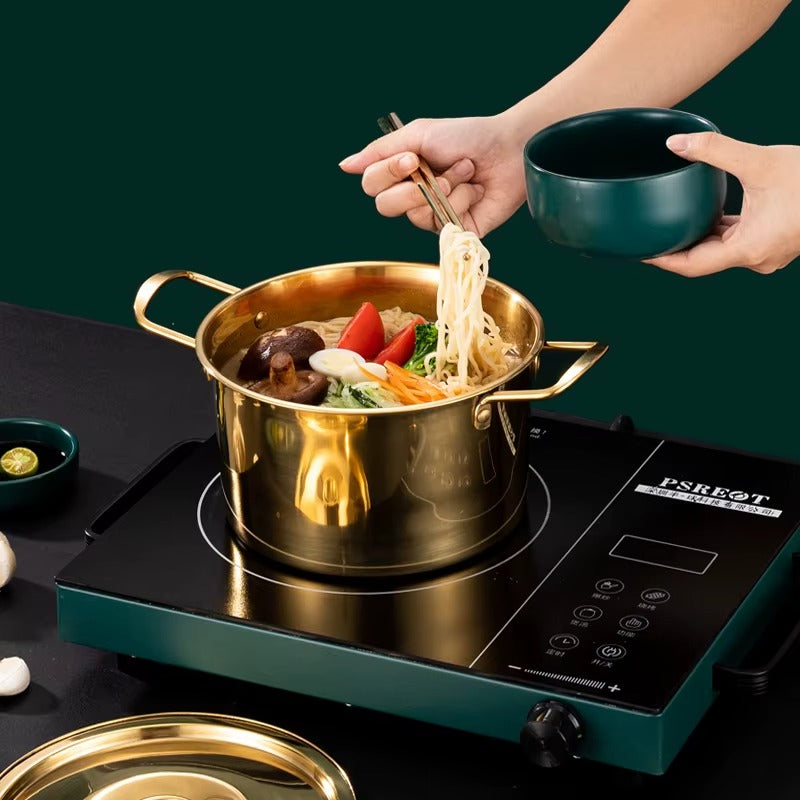 Batterie de Cuisine Royale en Inox Doré – Set de 10 Pièces Haute Qualité