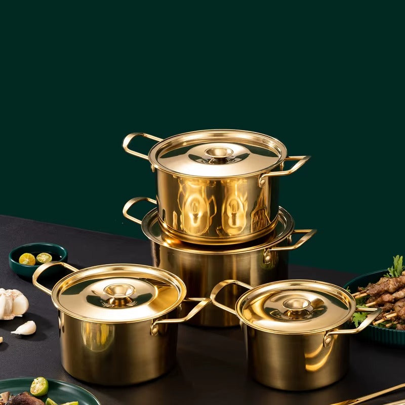 Batterie de Cuisine Royale en Inox Doré – Set de 10 Pièces Haute Qualité