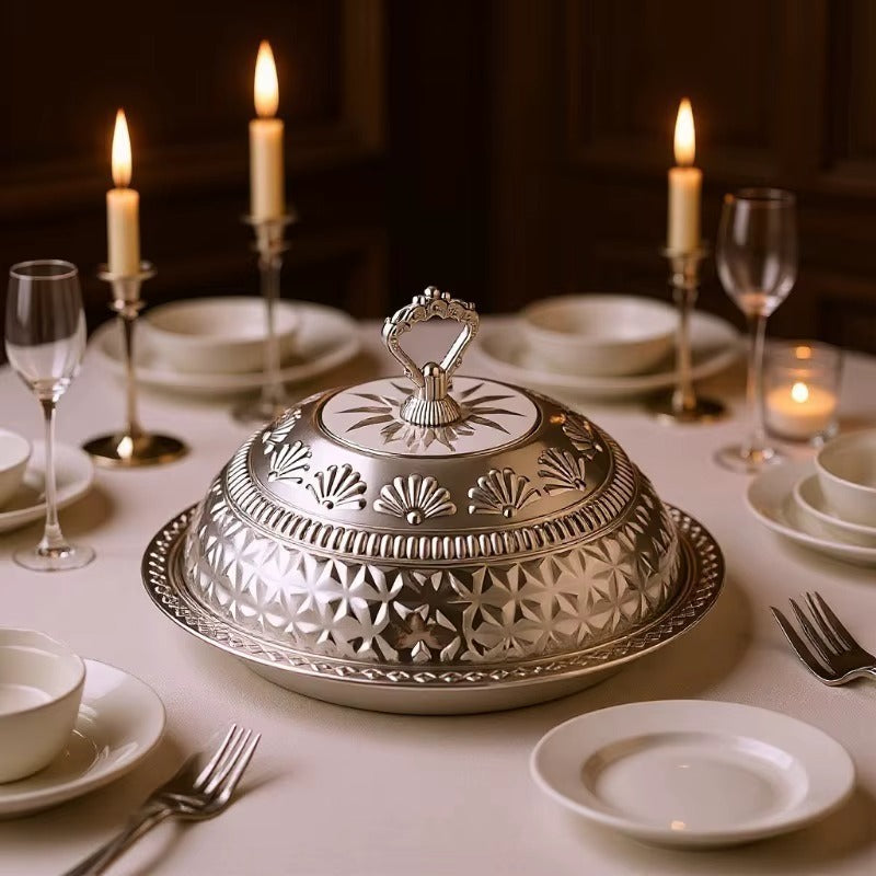 Set de 4 Plats en Acier Inoxydable avec Couvercle (Diamètres 30 à 45 cm)