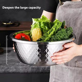 Set de 12 Pièces : Bols de Préparation et Conservation en Acier Inoxydable – Design Diamant