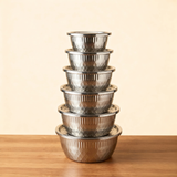 Set de 12 Pièces : Bols de Préparation et Conservation en Acier Inoxydable – Design Diamant