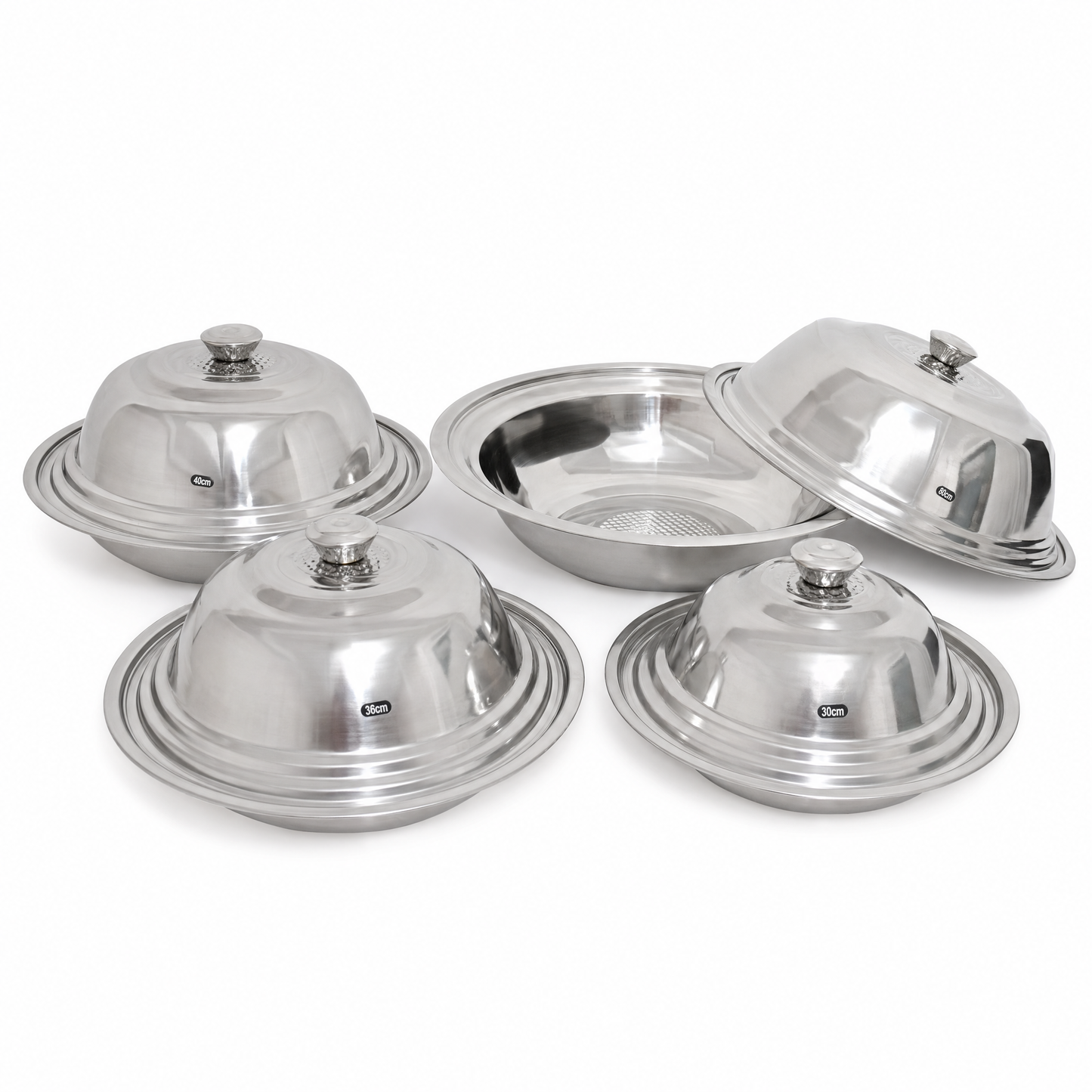 Ensemble de 4 Plats de Service Royaux en Acier Inoxydable