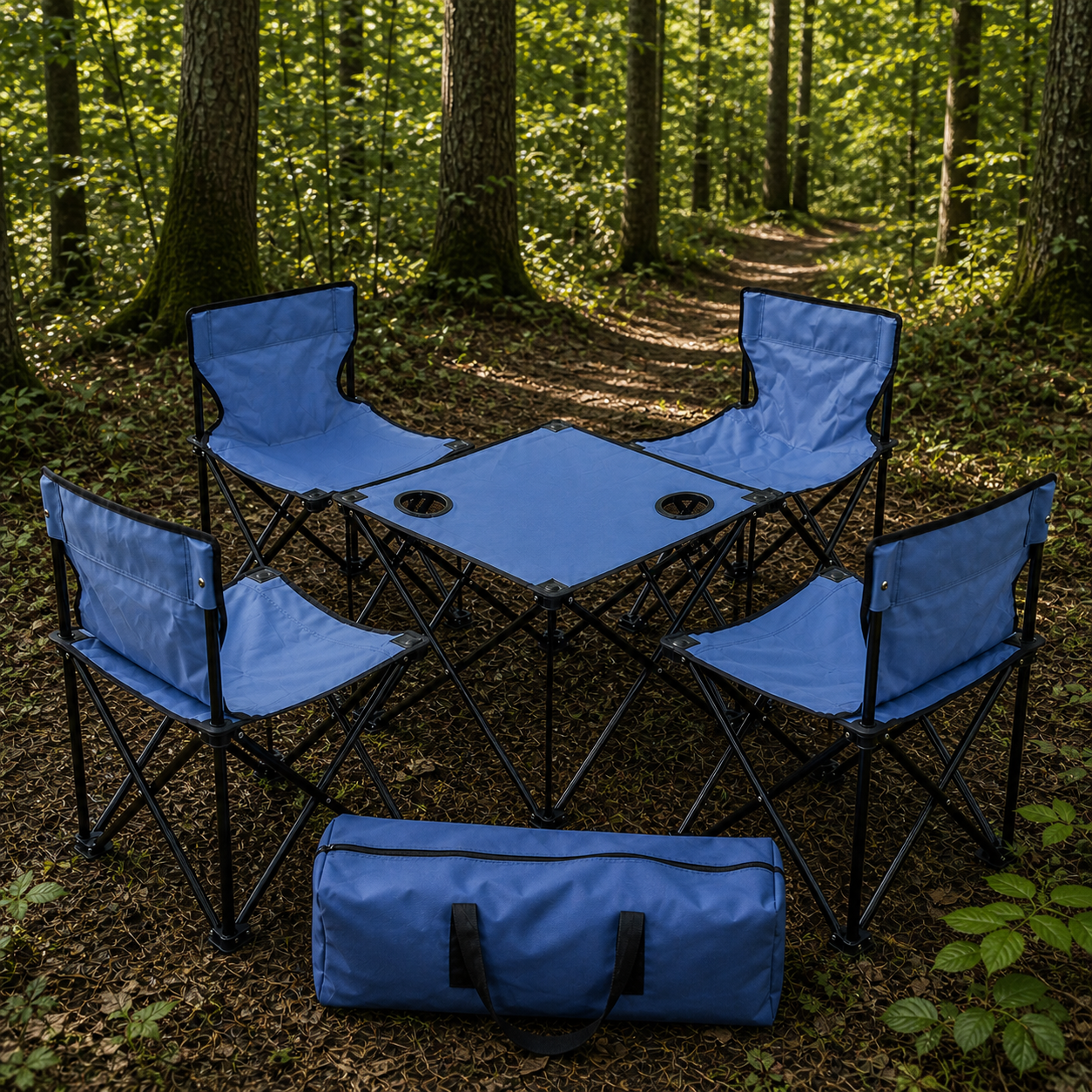 Ensemble de Pique-Nique : Table Pliante + 4 Chaises avec Sac de Transport