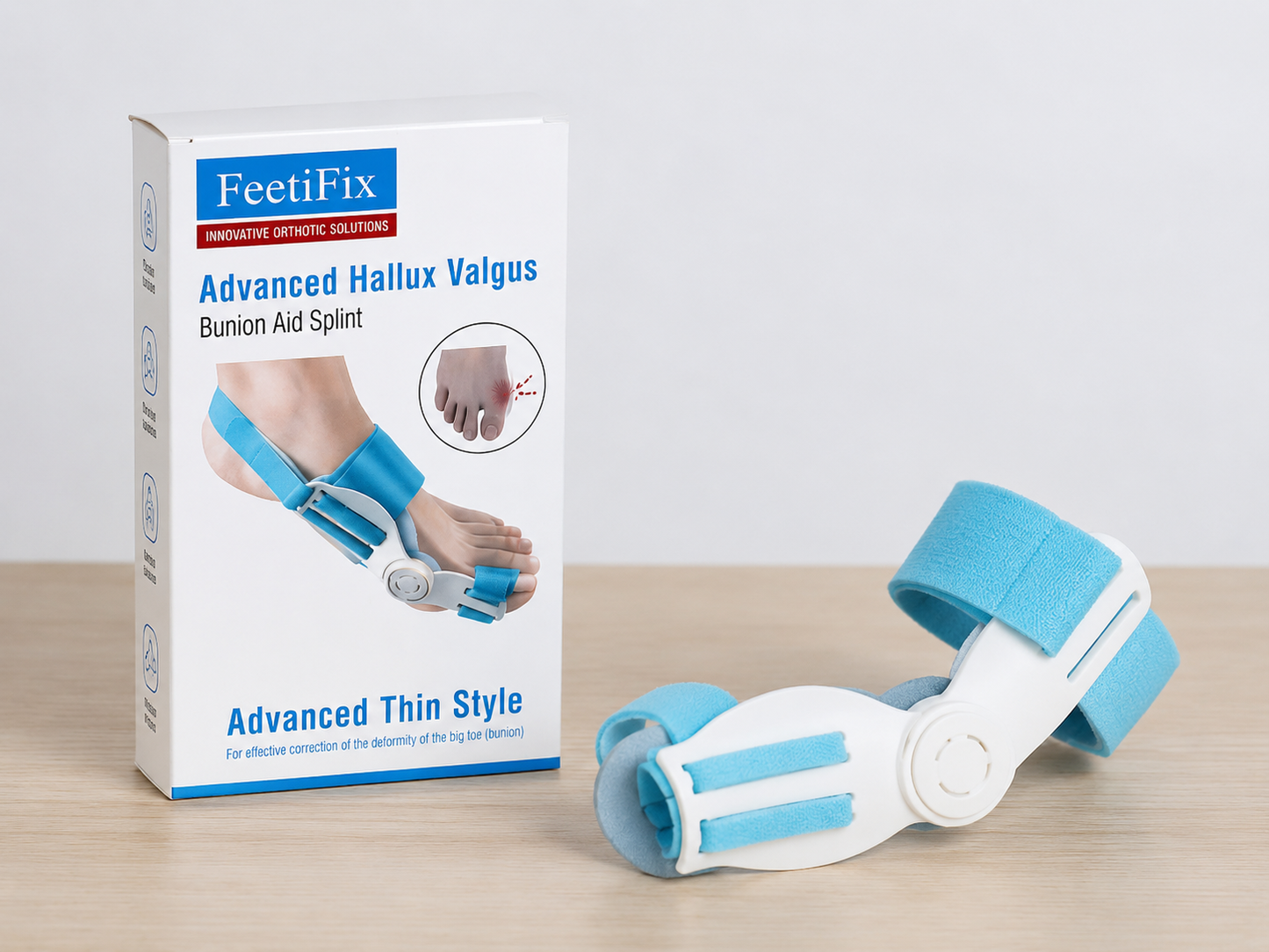 FeetiFix – Correcteur d’Oignon du Pied. دعامة إصبع القدم هالوكس فالغوس FeetiFix – تصحيح انحراف الإبهام