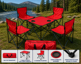 Ensemble de Pique-Nique : Table Pliante + 4 Chaises avec Sac de Transport